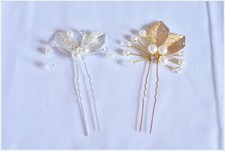 Wedding Bridal Pearl Flower Leaves Crystal Hair Pins Bridesmaid Clips