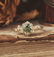 Green Sapphire 925 Sterling Silver Ring Solitaire Engagement and Bridal Ring