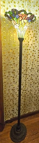 Tiffany-Style  Stained  Glass Torchiere Floor Lamp