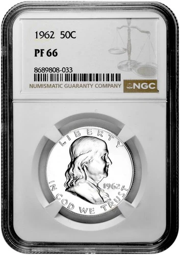 1962 50C Proof Silver Franklin Half Dollar NGC Graded PF 66 in New Holder