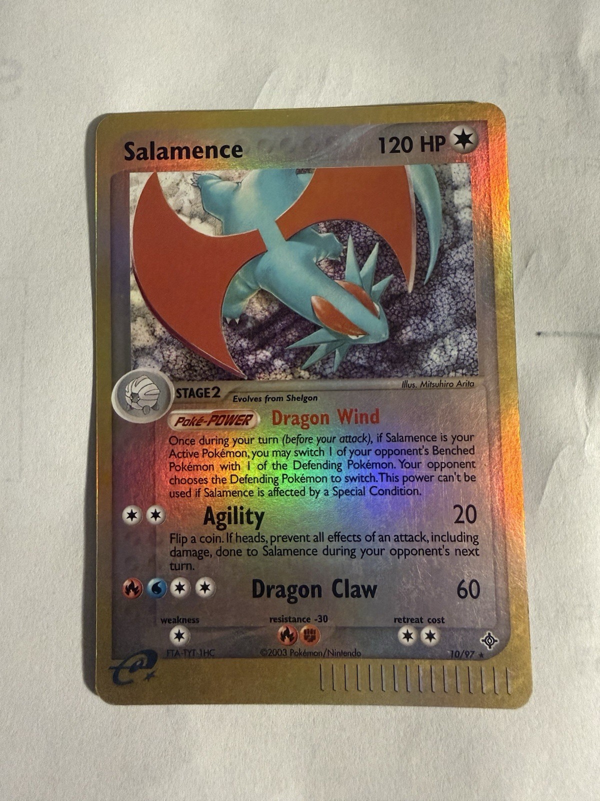 2003 Pokemon SALAMENCE Ex Dragon REVERSE HOLO Foil Rare Card 10/97 e-Reader NM