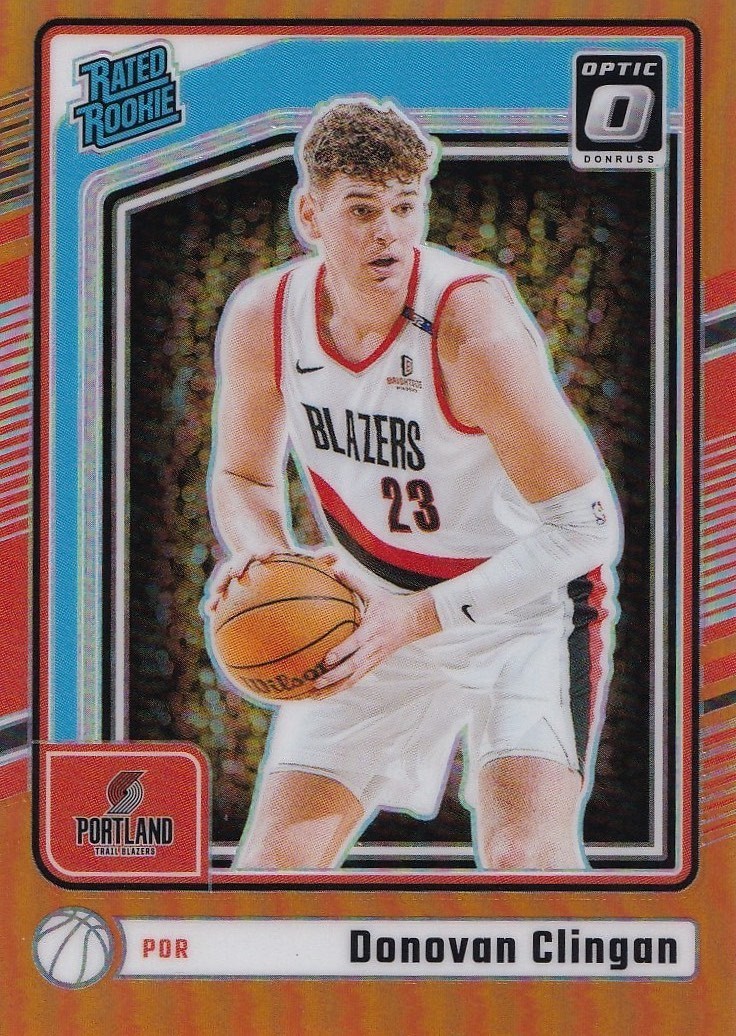 Donovan Clingan 2024-25 Donruss Optic Rated Rookie Orange Prizm RC 87/175 #272
