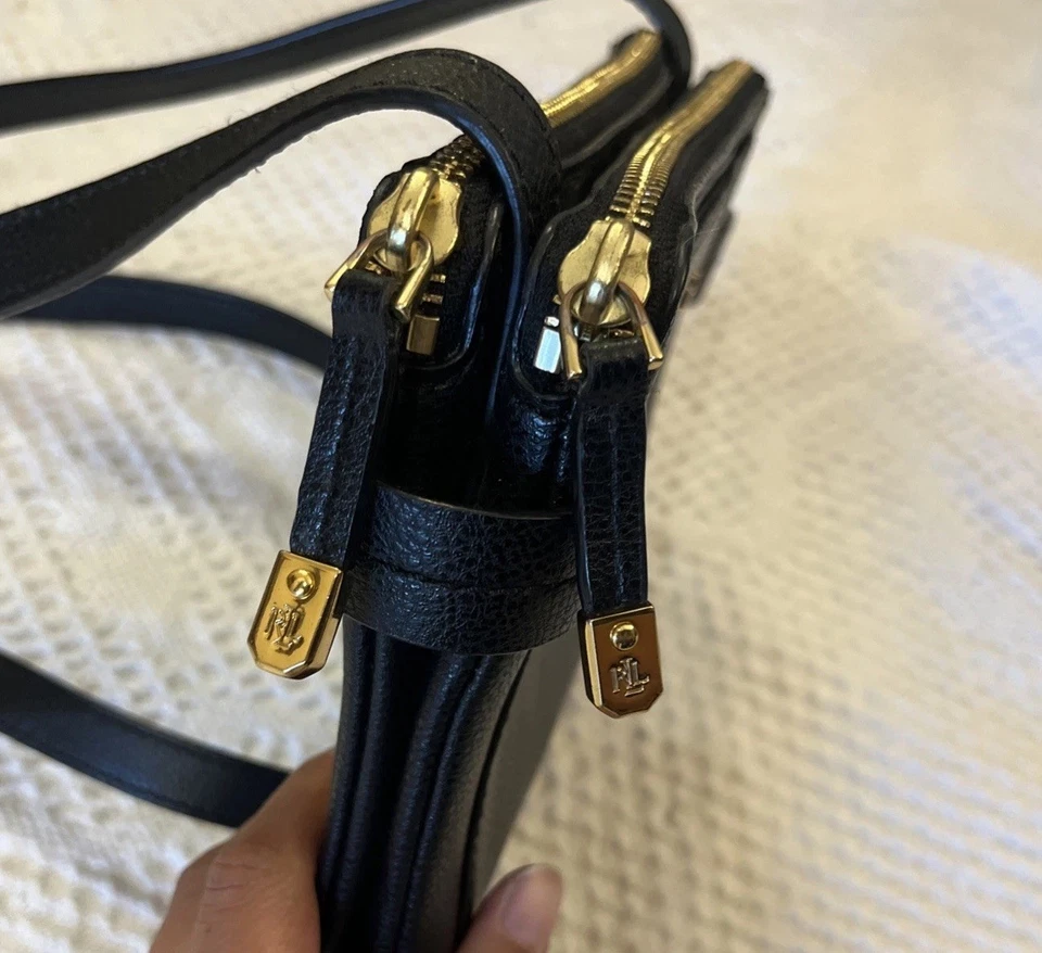 Small Black Genuine Leather Purse LAUREN RALPH LAUREN Crossbody Crawley Bag - Image 3 of 4