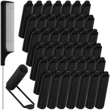 Syhood 43 Pcs Foam Sponge Hair Rollers Rat Tail Comb,Black