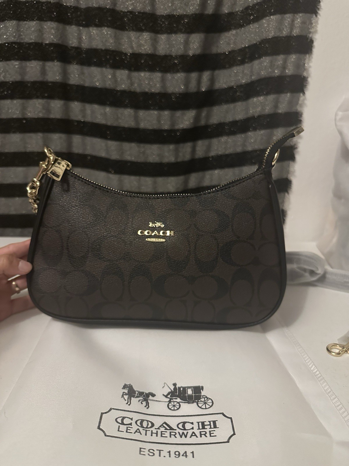 Coach Teri Shoulder Women’s Bag In Signature Canvas Brown