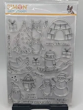 Simon Says Stamp POLAR CHRISTMAS Penguins Clear Stamp Set NEW/Sealed