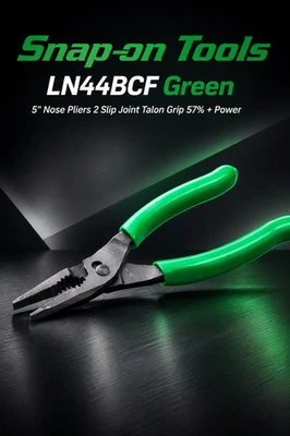 Snap On Tools 5" Nose Pliers 2 Slip Joint Talon Grip 57% + Power GREEN LN44BCFG - Imagen 1 de 4
