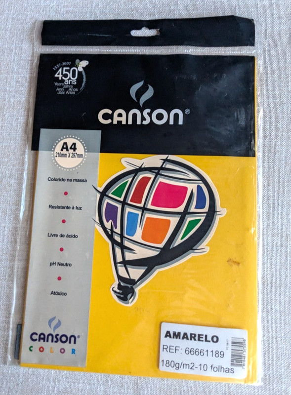 Canson Amarelo A4 (210mm-297mm) 180g/m2-10 Sheets, ph-Neutral
