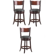 Home Square Palmetto 24" Swivel Counter Stool in Brandy - Set of 3