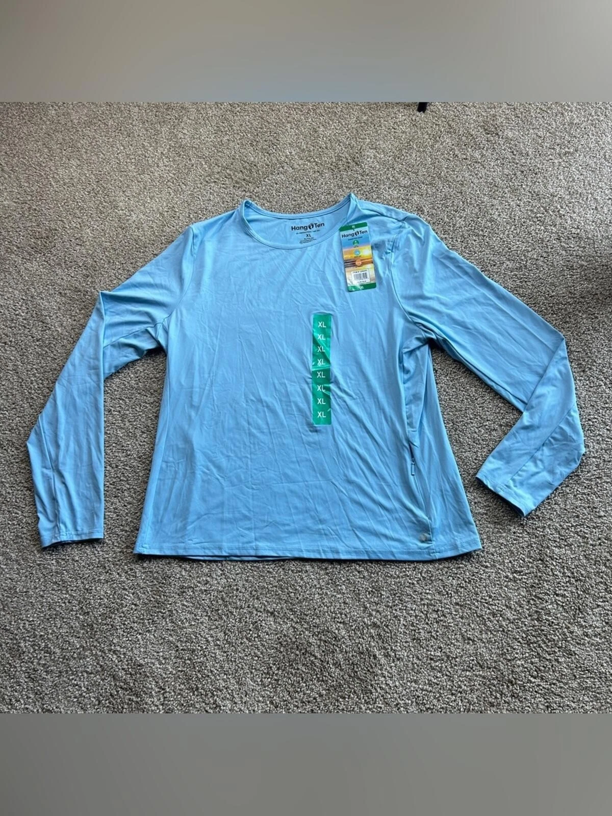 Hang Ten Women's XL Blue Long Sleeve Performance Shirt UPF Sun Protection Beach