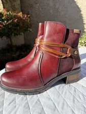 Pikolinos Women's San Sebastian Leather Ankle Boots Oxblood Red Size 41 10-10.5