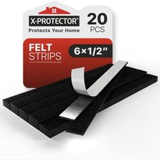 X-Protector Premium Felt Furniture Pads - 20 PCS 6 x 1/2" - Black Rectangular...