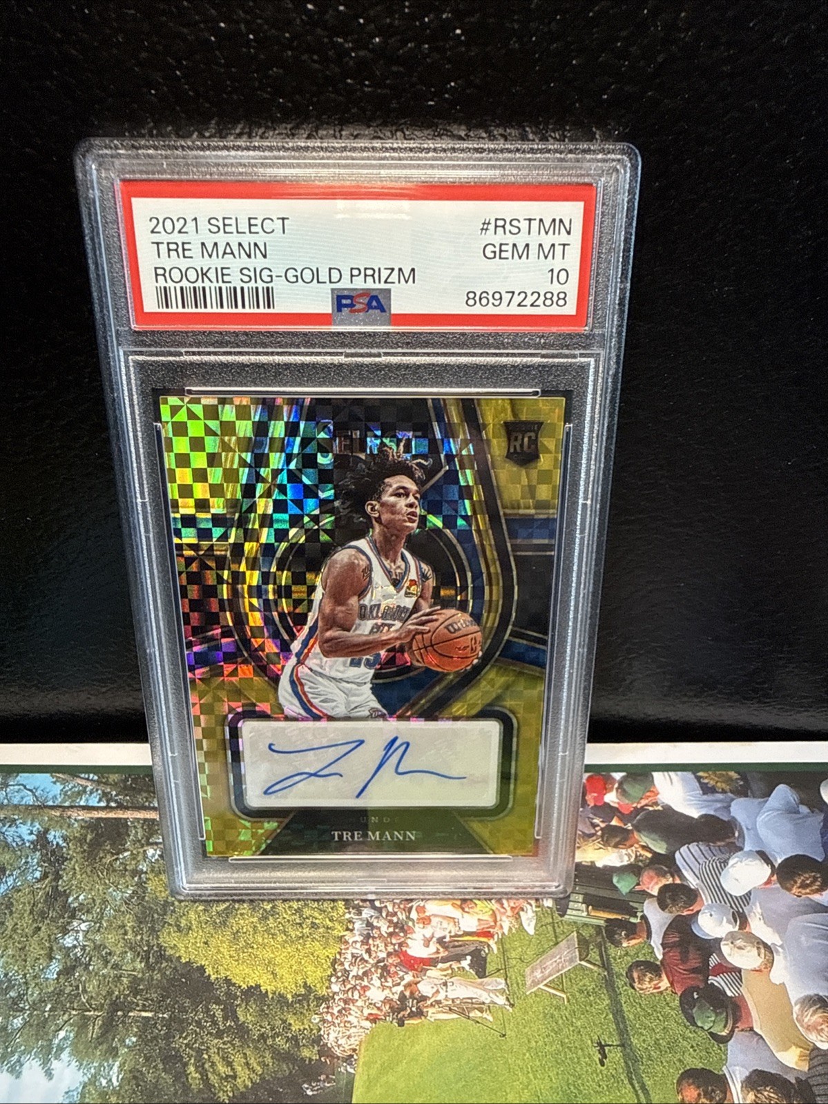 2021 Panini Select Tre Mann Rookie RC Prizm Gold Auto #/10 Thunder PSA 10 view 1