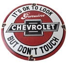 Vintage Chevrolet Sign - Warning, Automobile Motors Gas Pump Porcelain Sign