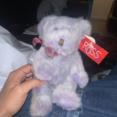 Russ Luv'ums Lavender Plush Teddy Bear w/ Bow & Tags 2016 MPN 4047