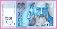 A12 - Slovakia 50 Korun 1993 Unc. Banknote P. 35 - Bimilenium 2000 SN: A00162431