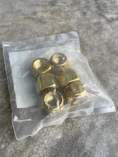 1/2"-20 Brass Nylon Insert Lock Stop Nyloc Nuts, Pack of (6)