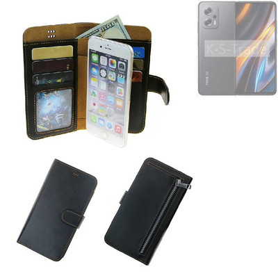 Schutz Hülle für POCO X4 GT Wallet Case Tasche Portemonnaie Universal schwarz 