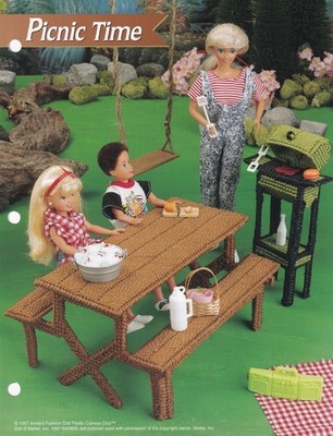 Plastic Canvas PICNIC TIME Table Grill Fashion Doll PATTERN