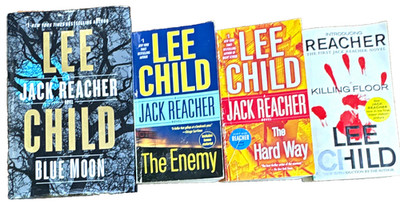 Lot of 4 Lee Child Jack Reacher Books: Blue Moon, Enemy, Hard Way, Killing Floor