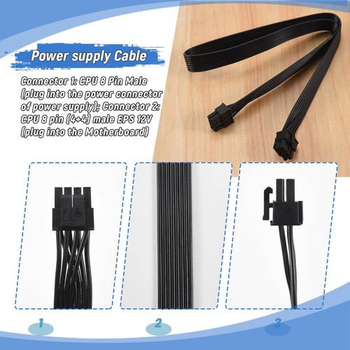 1X(CPU 8 Pin auf 4 + 4 Pin ATX Netzteil Kabel 8Pin auf 8Pin für für COOLE4229 - Bild 2 von 7