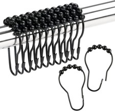 Matte Black Shower Curtain Hooks Rustproof Metal Openable Rings Set of 12 Pack