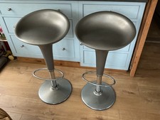 Magis Bombo Silver Swivel Bar Stools x 2  made in Italy by Stefano Giovannoni