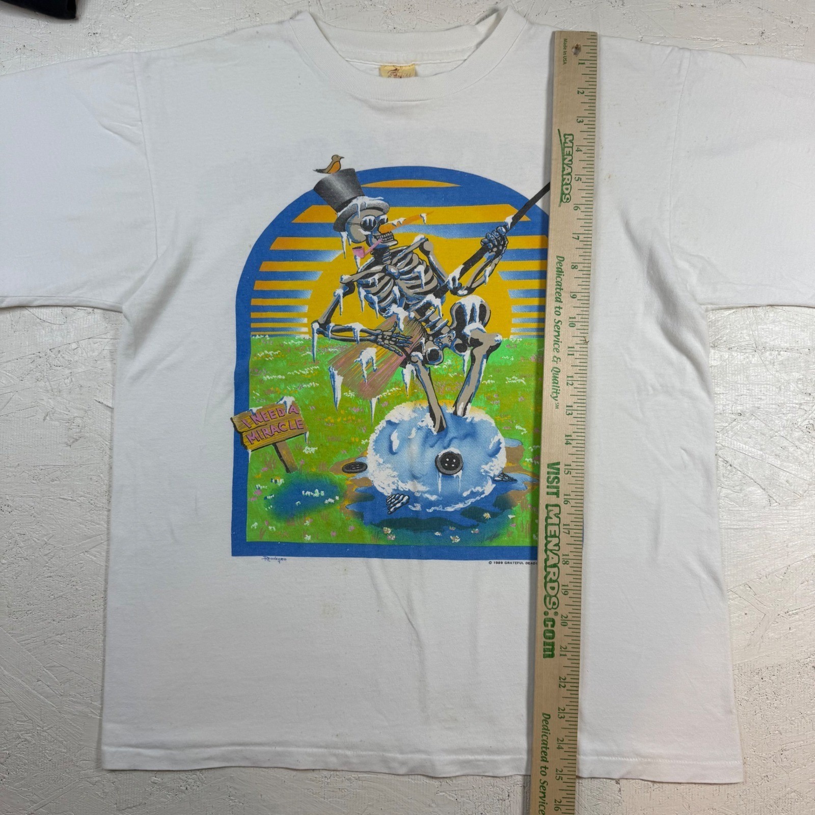 Vintage Grateful Dead Skeleton Spring Tour T-Shirt – 1989, Size L, 100percent Cotton image 6