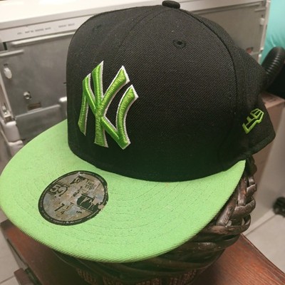 🔥 New York Yankees New Era 59Fifty Hat 1/4 Lime Green Black