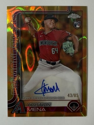 2025 TOPPS CHROME GOLD/ORANGE LAVA LAMP SSP CRISTIAN MENA RC AUTO DIAMONDBACKS