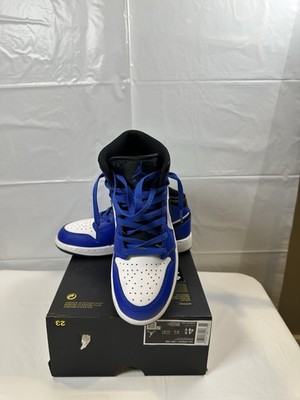 Jordan 1 Mid GS Hyper Royal Black White Sneakers DQ8423-402 Size 4.5Y