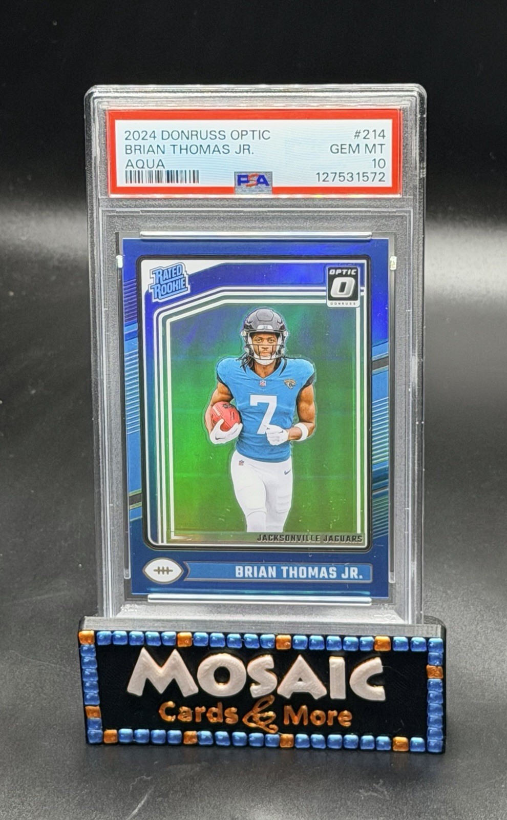 2024 DONRUSS OPTIC AQUA #214 BRIAN THOMAS JR. ROOKIE RC SP /299 PSA 10 GEM MT