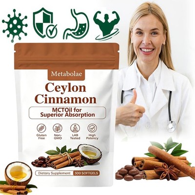 Metabolae Ceylon Cinnamon Extract Capsules with MCT Oil, 300 Softgels