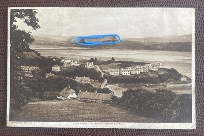Blick aus dem Wald, Borth Y Gest, Wales. Erhöhte Ansicht verschickt 1941. Biesen