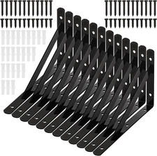 Hiceeden 12 Pack Heavy Duty Shelf Brackets, 8 in X 5 in Wall Mount Steel L Shelf