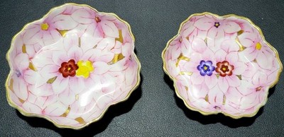 Ardalt Lenwile Pink Flower Gold Trim Trinket Dish Set Occupied Japan