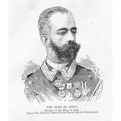 DUKE OF AOSTA Brother of the King of Italy - Antique Print 1887