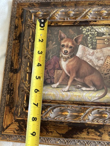 Pampered Chihuahua Dog Print NY Artist Elaine Vollherbst Matted Ornate Frame 13" - Picture 13 of 13