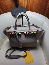Preowned FENDI 3 JOURS Grey Color 2 Ways Bag Wirh Colourful Studs. Rank AB.