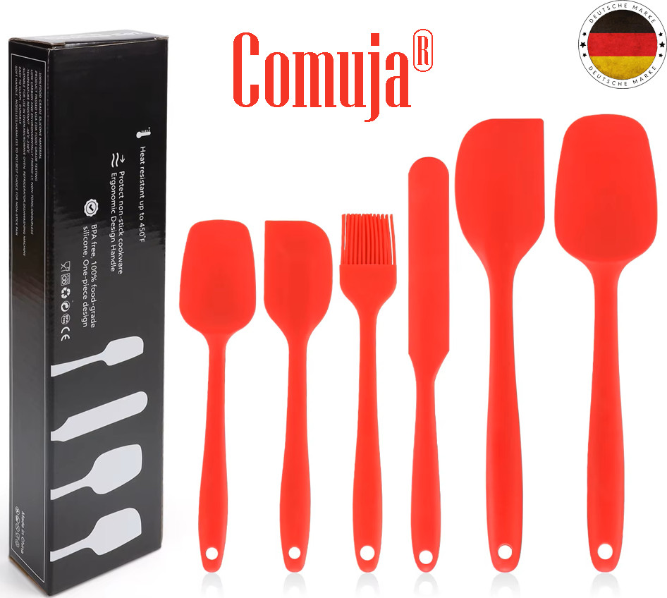 Premium Silikon Küchenhelfer 6-tlg. Spatel, Löffel uvm. - BPA-frei, Top Qualität