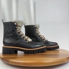 New Womens Marc Fisher LTD Izzie Black Leather Shearling Ankle Boots Size 8 M