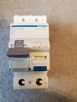 Hager Fi-Leitungsschutzschalter Fi/LS B20, ADS920D, Neu