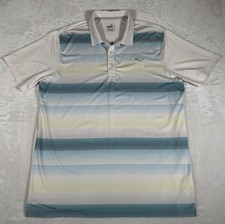 Puma Golf Polo Shirt Men Size L Short Sleeve Stretch Cobra Puma Golf Stripes