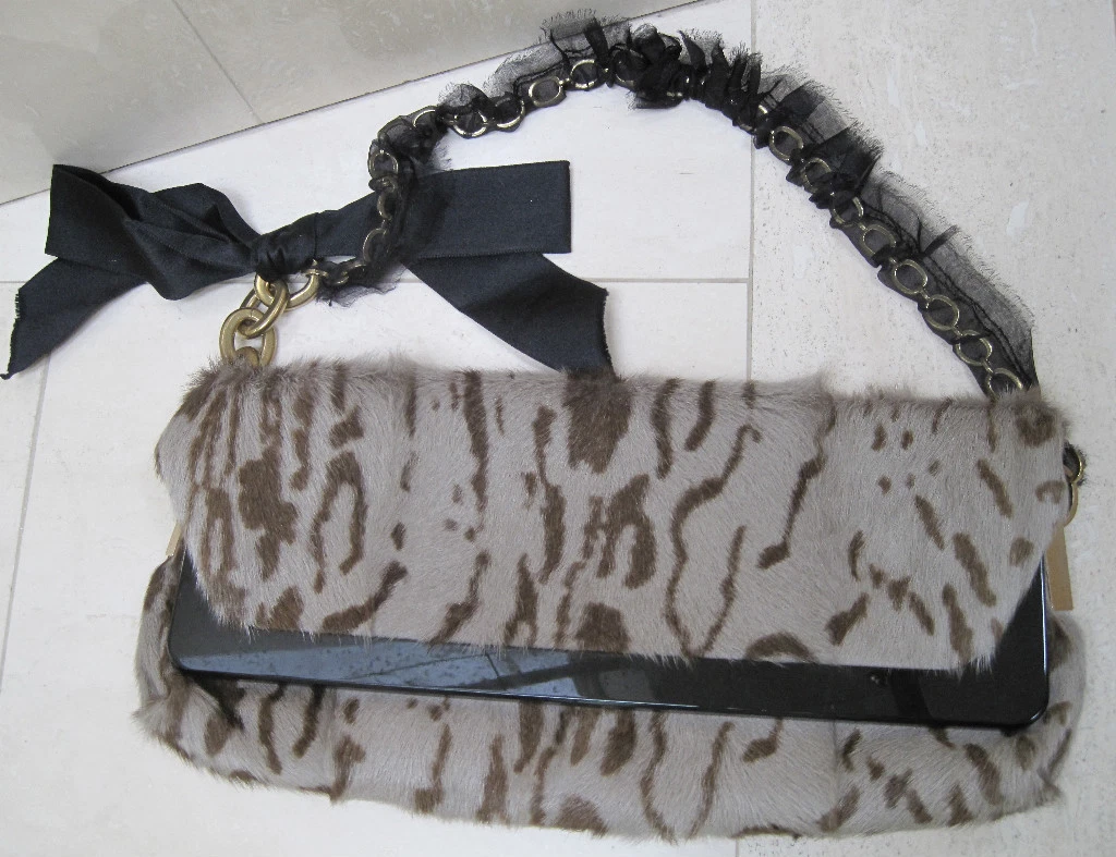 Lanvin — NWT LANVIN AMALIA FUR SHOULDER CLUTCH PURSE HANDBAG
