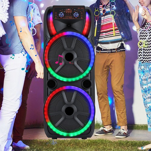 Large Portable Dual 15" Bluetooth PA Speaker DJ Party System TF/AUX/TWS w/2 Mic - Picture 6 of 15