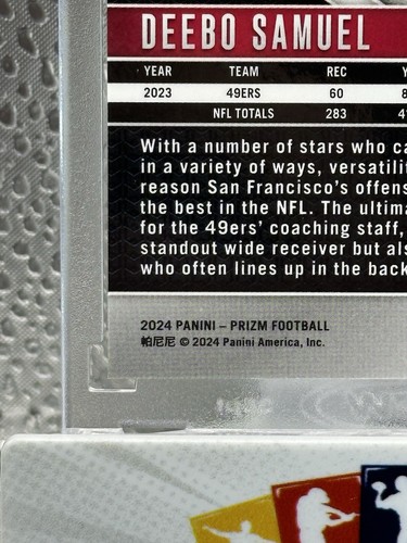 2024 DEEBO SAMUEL PANINI PRIZM #252 HYPER GREEN PRIZM /180 SP - Picture 10 of 10
