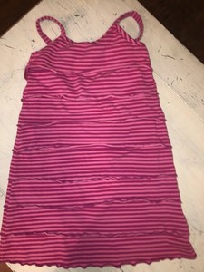 pink and purple striped dress