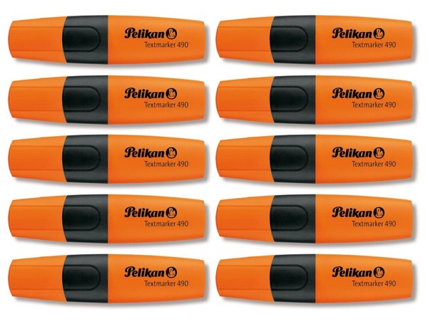 10 X Pelikan Textmarker Leuchtmarker Highlighter 490 Marker 2 -5Mm, Orange-image