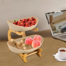 Fruit Basket for Kitchen 2-Tier Fruit Bowl Kitchen Counter Storage Rack Stand
