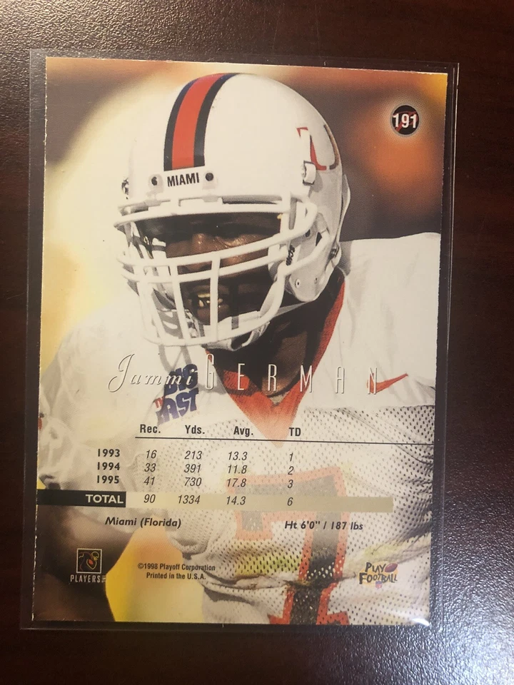 1998 PLAYOFF PRESTIGE HOBBY GOLD BLANK SERIAL PROOF #191 JAMMI GERMAN U ROOKIE - Image 2 of 2